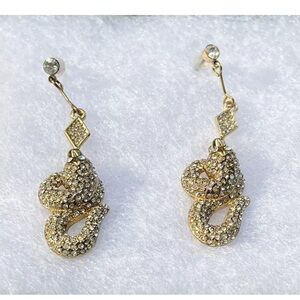 gold tone rhinestone snake earrings “ V by Eva" Eva Jeanbart LoRenzotti